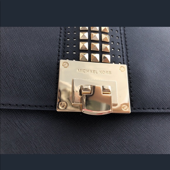 Michael Kors Tina Studded East West Crossbody Blac - Picture 5 of 8